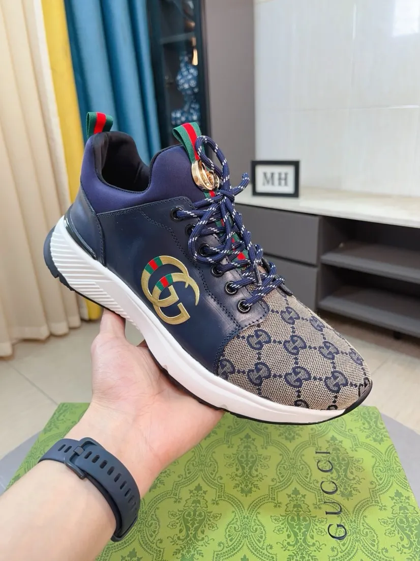 Men's shoes 💰458🌹🌹GUCCI [Gucci] New high-end brand of men's shoes, the latest fashionable casual men's shoes, trendy and versatile, relaxed and sporty style, uppers imported from Italy, first-layer cowhide, genuine leather lining, and ultra-fine workmanship. Original personalized fashionable rubber wear-resistant outsole, light and comfortable on the foot, size 38-44